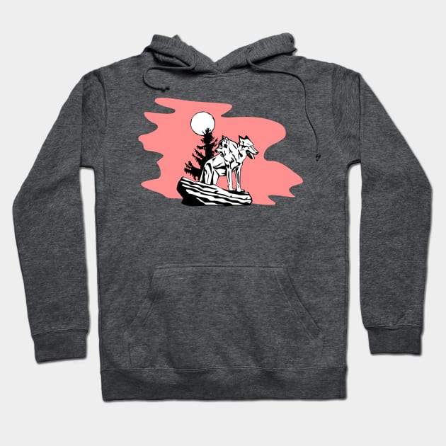 Two-headed Wolf at Dusk Hoodie by Killer Rabbit Designs